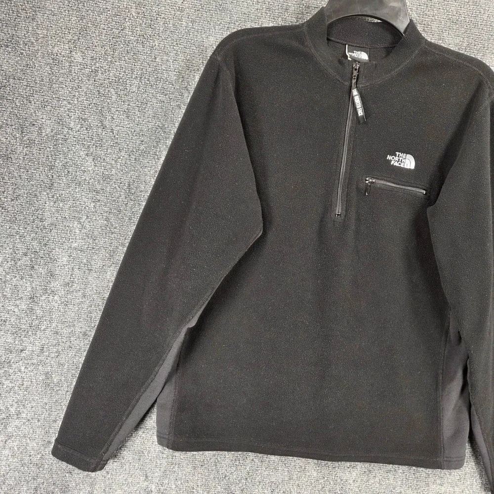 The North Face Quarter Zip Fleece Pullover Medium Black Pocket Casual Outdoor